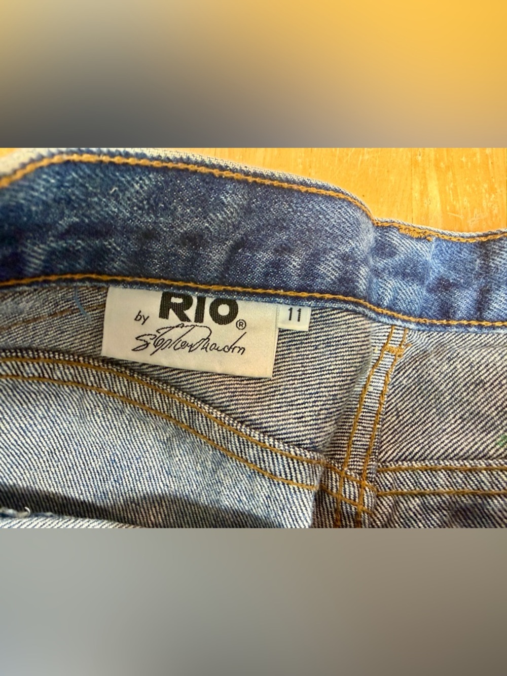 VINTAGE Rio Stephen Mardon Jeans 11 ACTUAL Leather Detail Taper Double Button - Picture 6 of 11
